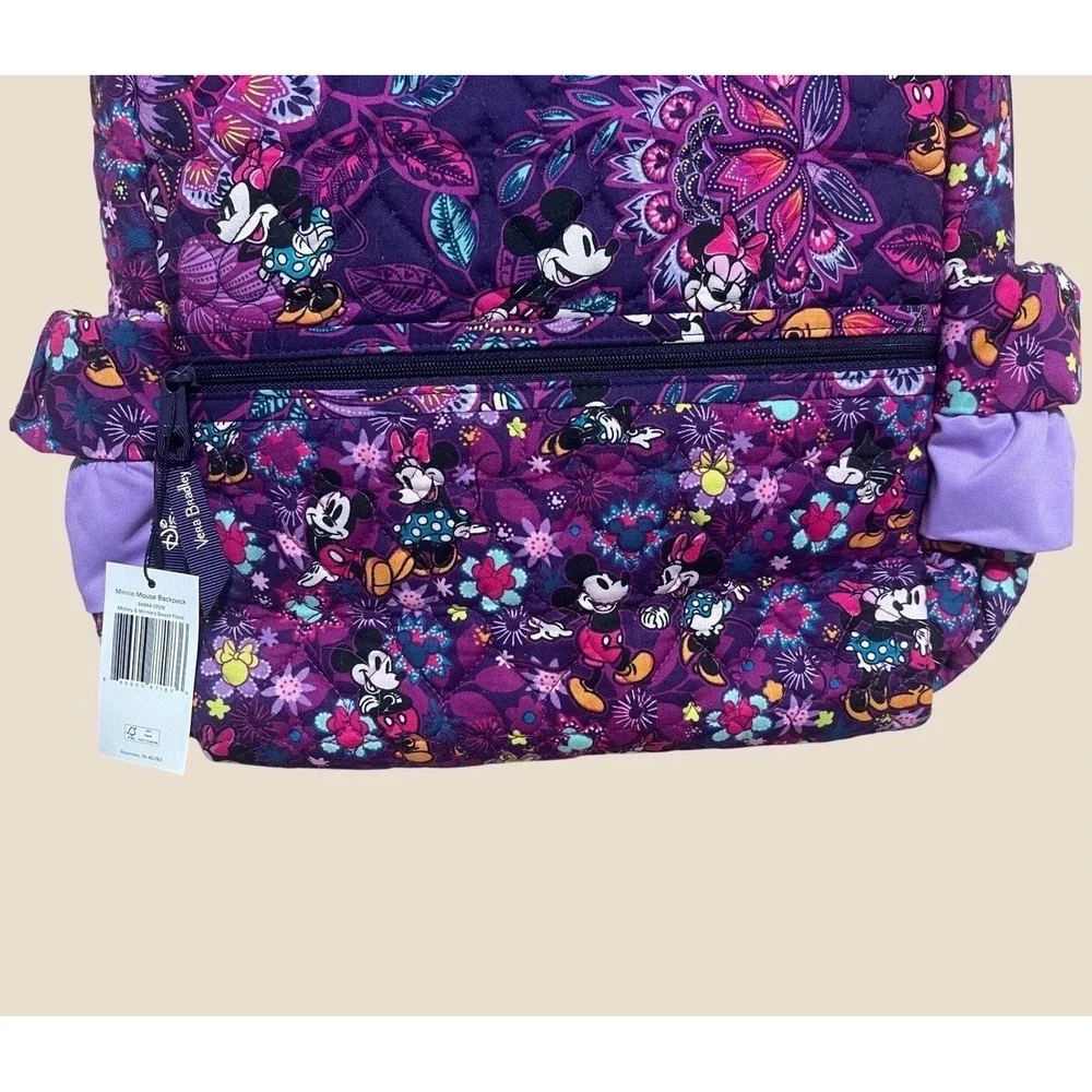 Vera Bradley Disney Mickey & Minnie's Sweet Floral Large Backpack NWT Purple